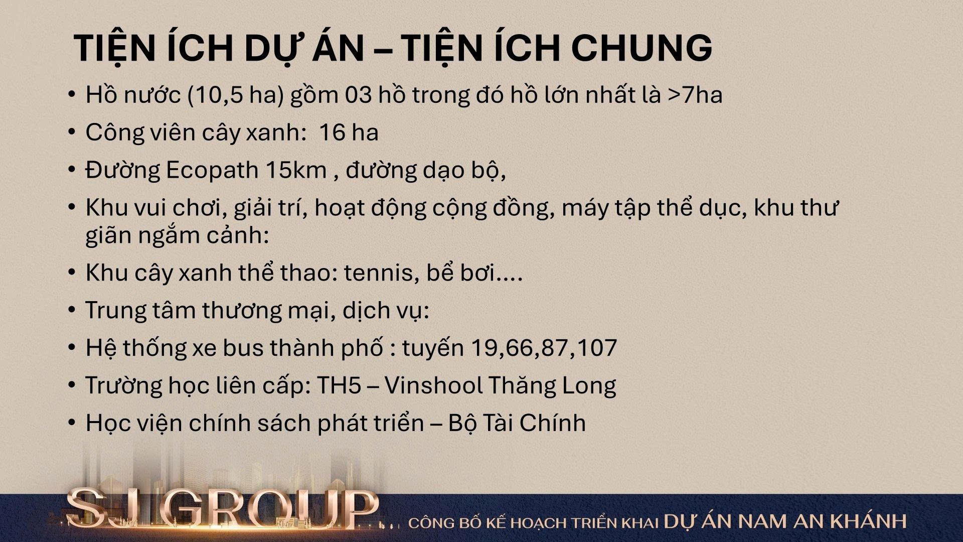 Tiện ích chung khu đô thị Vista Nam An Khánh
